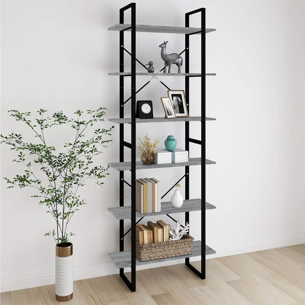 vidaXL Висок шкаф Сив сонома 80x30x210 см инженерно дърво
