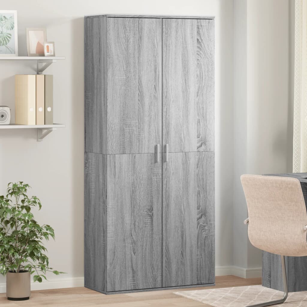 vidaXL Висок шкаф сив сонома 80x35x180 см инженерно дърво