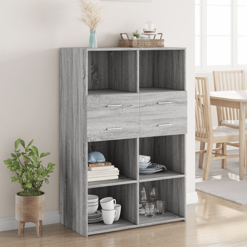 vidaXL Висок шкаф сив сонома 80x425x124 см инженерно дърво