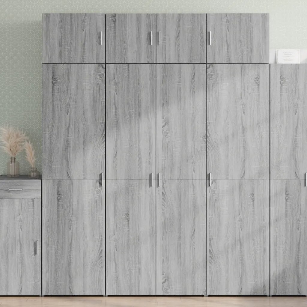 vidaXL Висок шкаф сив сонома 80x425x185 см инженерно дърво