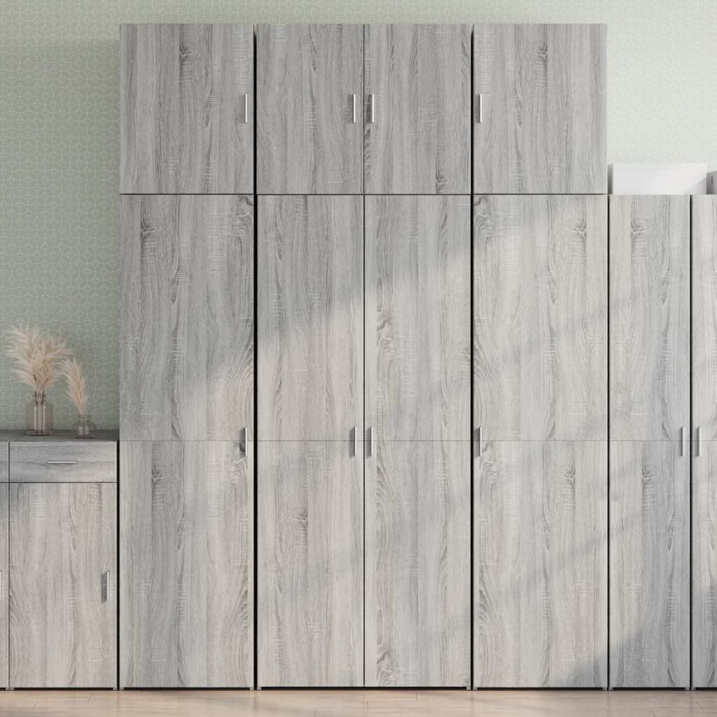 vidaXL Висок шкаф сив сонома 80x425x249 см инженерно дърво