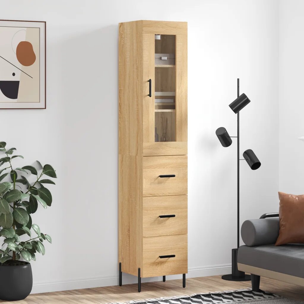 vidaXL Висок шкаф сонома дъб 345x34x180 см инженерно дърво