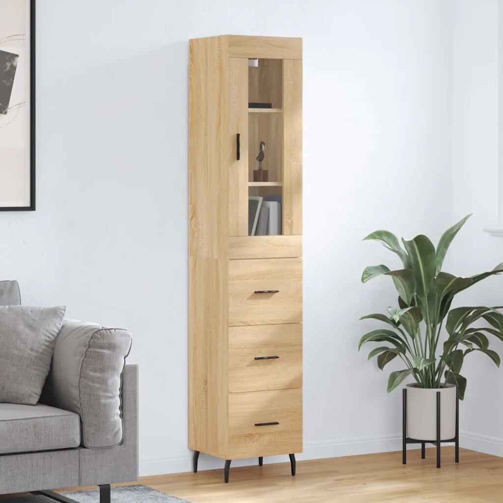 vidaXL Висок шкаф сонома дъб 345x34x180 см инженерно дърво