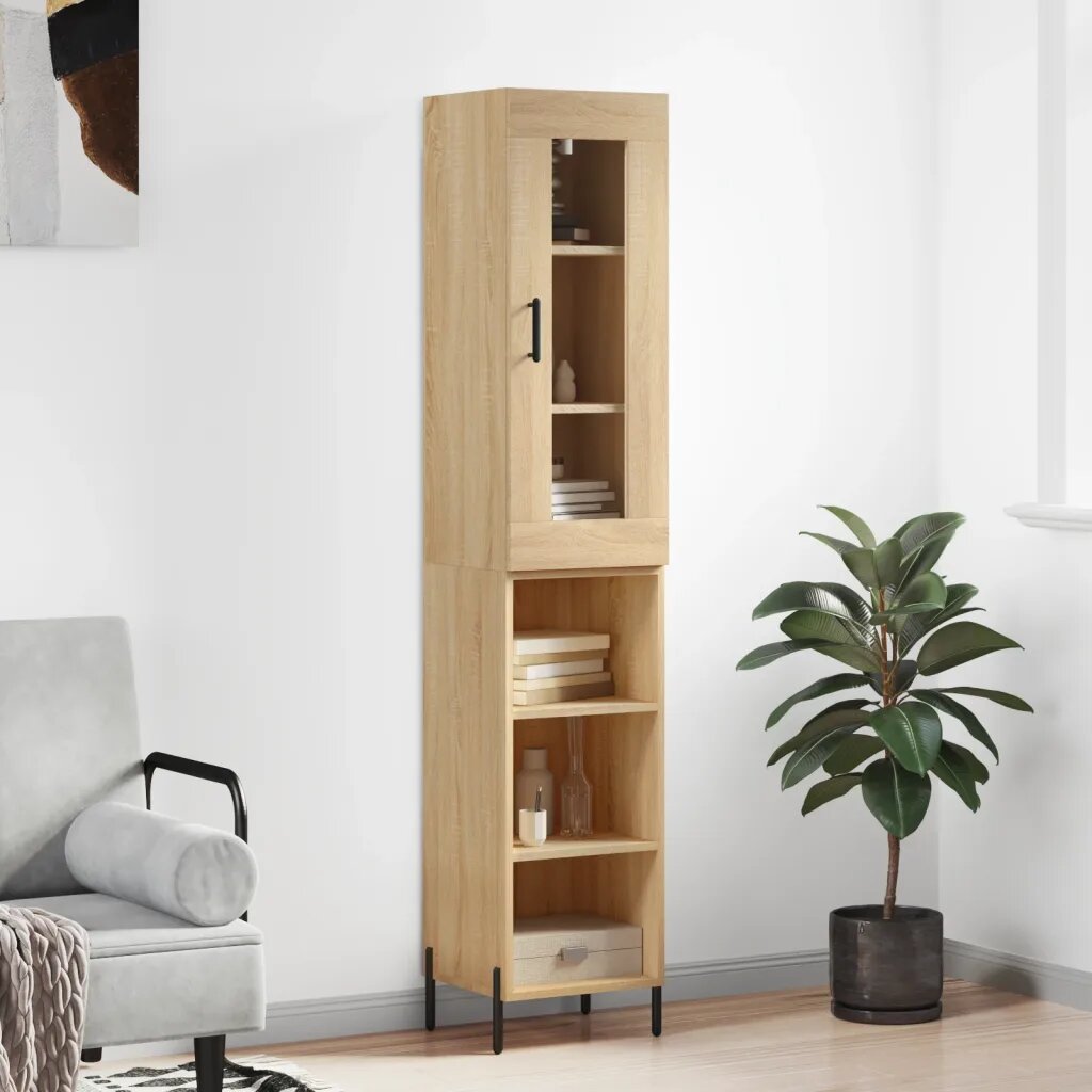 vidaXL Висок шкаф сонома дъб 345x34x180 см инженерно дърво