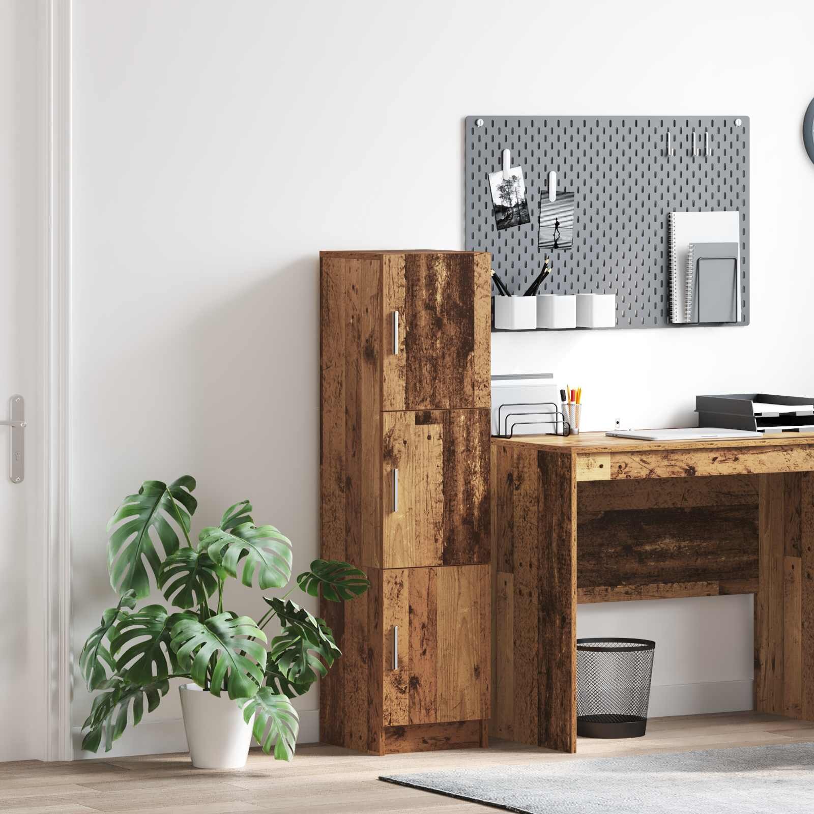 vidaXL Висок шкаф Старо дърво 31.5 x 32 x 122.5 см