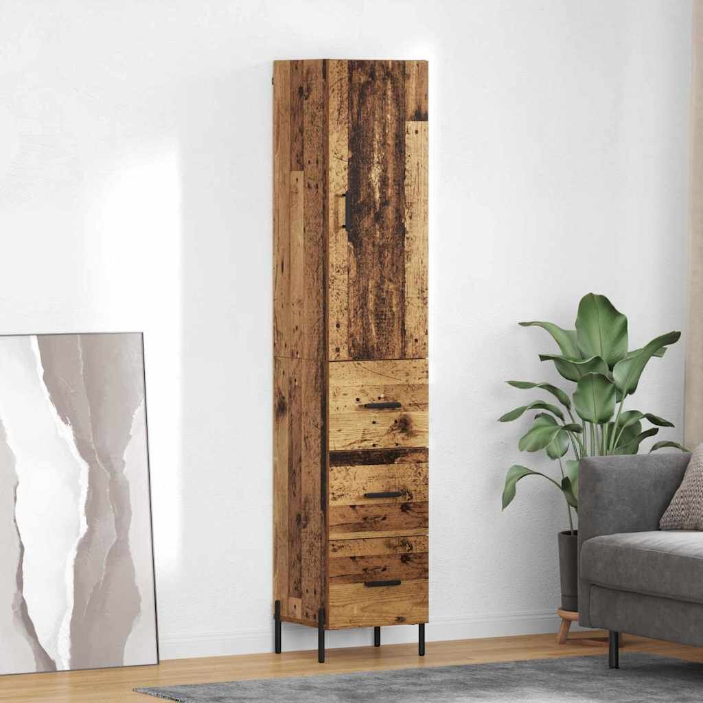 vidaXL Висок шкаф Старо дърво 345 x 34 x 180 см Инженерна дървесина