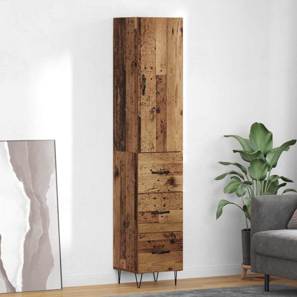 vidaXL Висок шкаф Старо дърво 345 x 34 x 90 см Инженерна дървесина