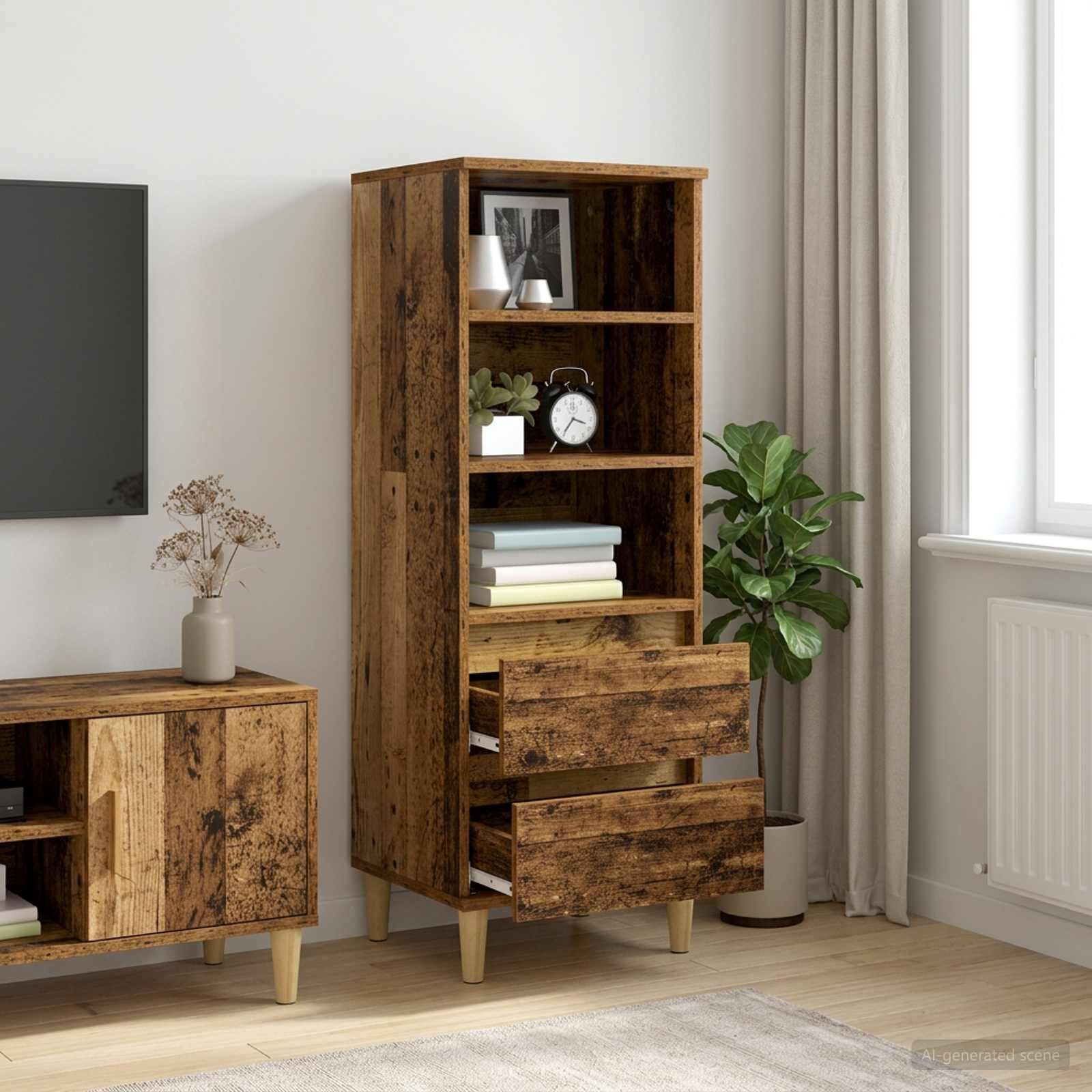 vidaXL Висок шкаф Старо дърво 40 x 36 x 110 см Инженерна дървесина