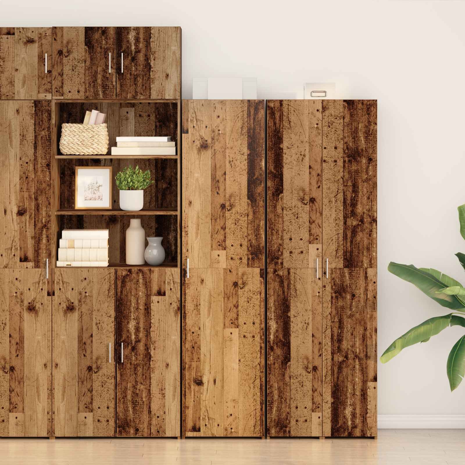 vidaXL Висок шкаф Старо дърво 50 x 425 x 185 см