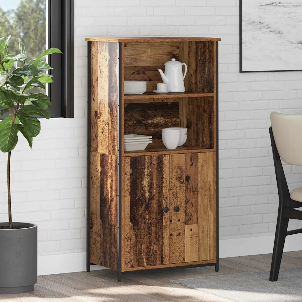 vidaXL Висок шкаф Старо дърво 62 x 36 x 1215 см Инженерна дървесина