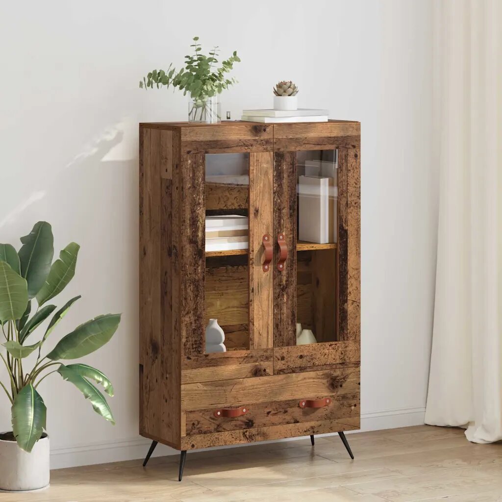 vidaXL Висок шкаф Старо дърво 695 x 31 x 115 см