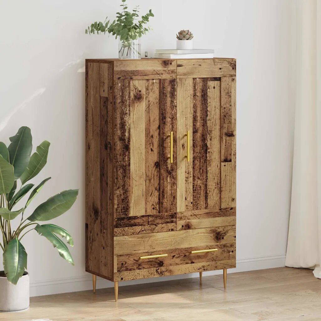 vidaXL Висок шкаф Старо дърво 695 x 31 x 115 см Инженерна дървесина