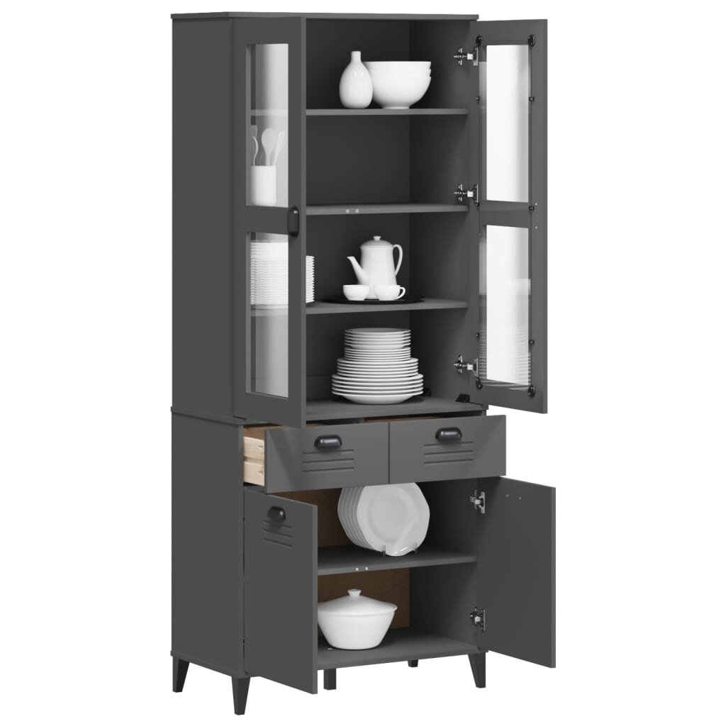 vidaXL Висок шкаф "VIKEN" антрацит сив 80x40x190 см бор масив