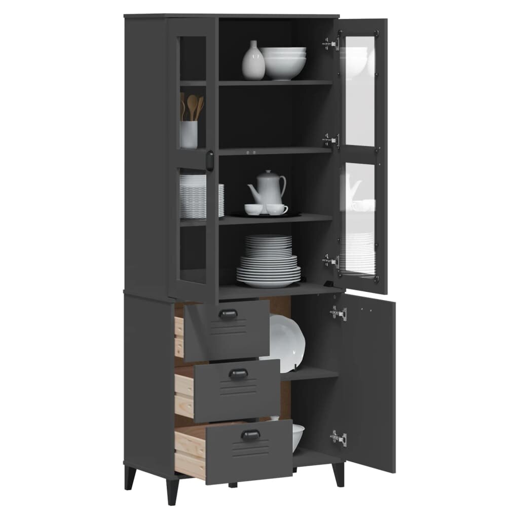 vidaXL Висок шкаф "VIKEN" антрацит сив 80x40x190 см бор масив