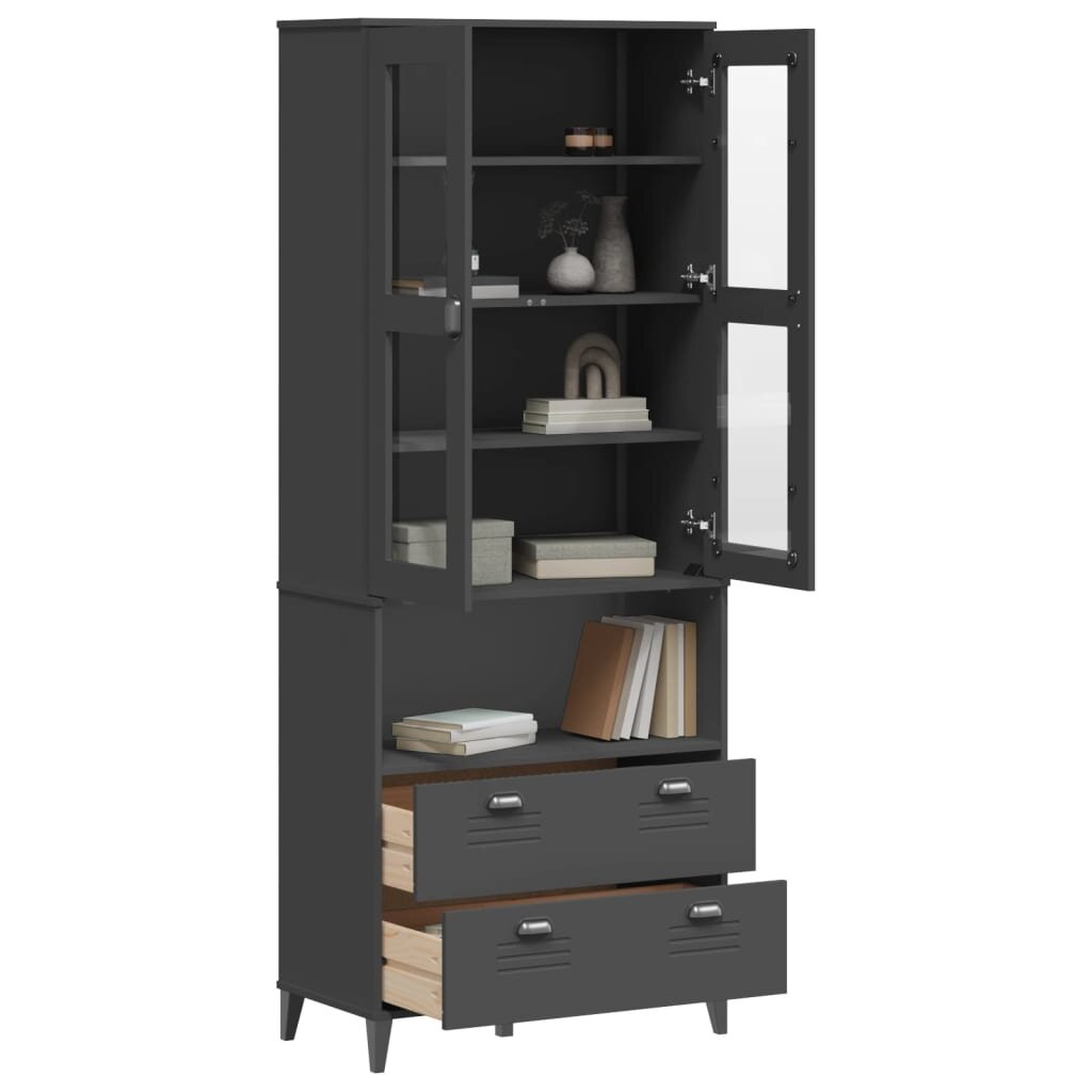 vidaXL Висок шкаф "VIKEN" антрацит сив 80x40x200 см бор масив