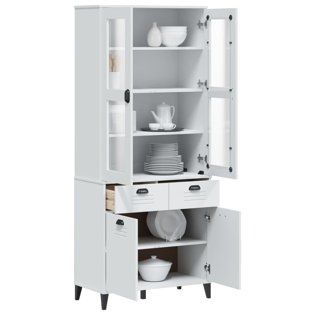 vidaXL Висок шкаф "VIKEN" бял 80x40x190 см бор масив