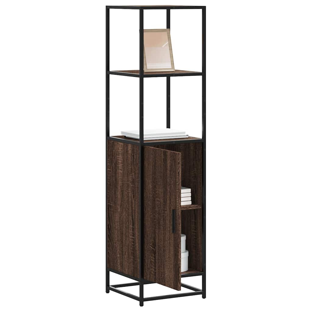 vidaXL Висока дъска Кафяв дъб 355x35x139 cm Обработено дърво и метал