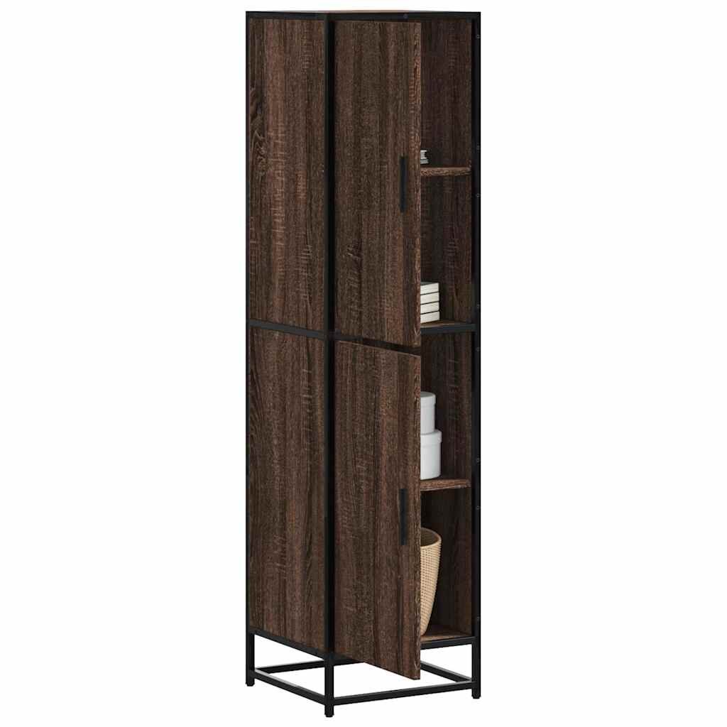 vidaXL Висока дъска Кафяв дъб 355x35x139 cm Обработено дърво и метал