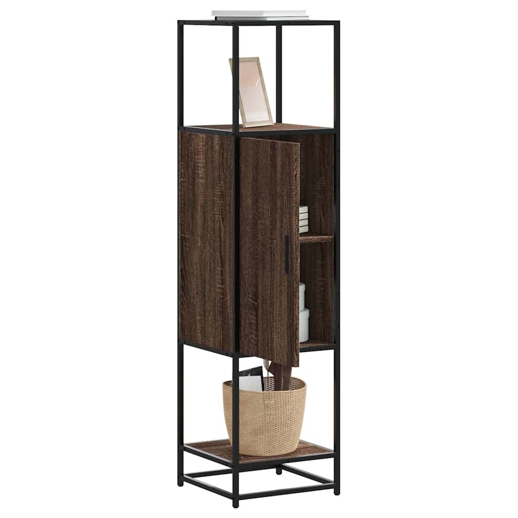 vidaXL Висока дъска Кафяв дъб 355x35x139 cm Обработено дърво и метал