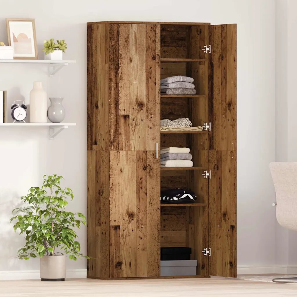 vidaXL Висока масичка 80 x 35 x 180 см Инженерна дървесина Старо дърво