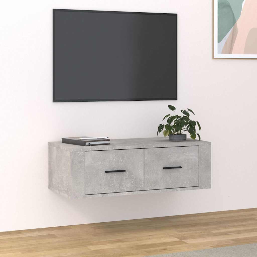 vidaXL Висящ шкаф бетонно сив 80x36x25 см инженерно дърво