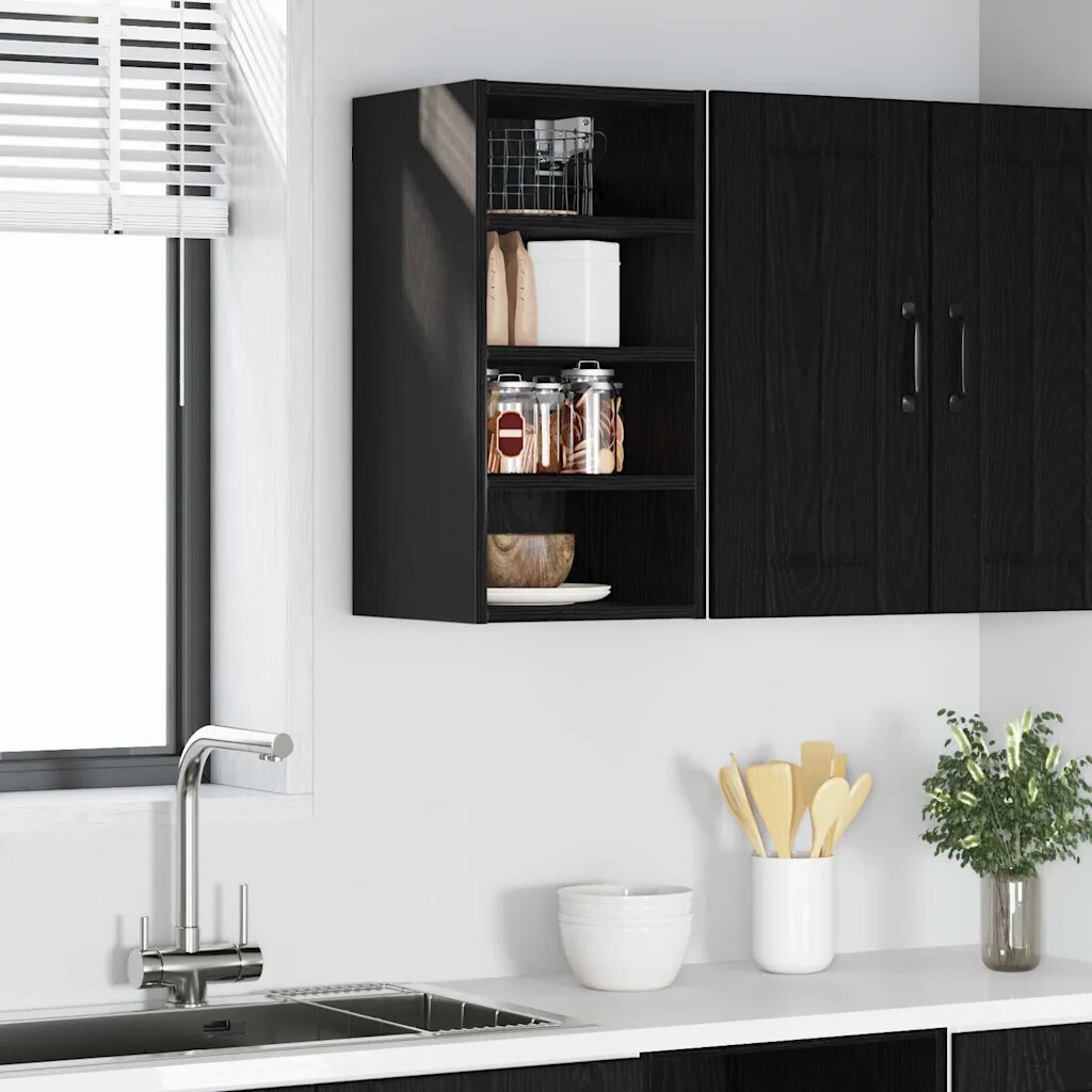vidaXL Висящ шкаф Черен дъб 30 x 295 x 60 см Инженерна дървесина