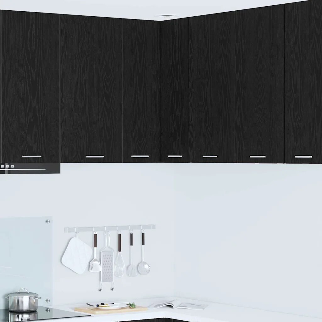 vidaXL Висящ шкаф Черен дъб и бяло 57 x 57 x 80 см Инженерна дървесина