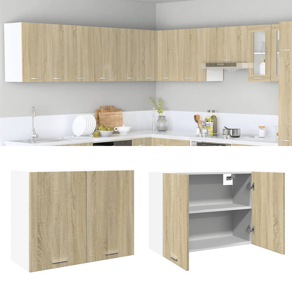 vidaXL Висящ шкаф "Lyon" дъб сонома 80x31x60 см инженерно дърво