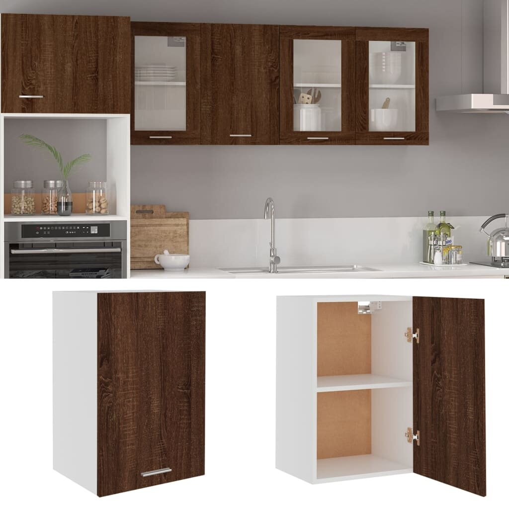 vidaXL Висящ шкаф "Lyon" кафяв дъб 395x31x60 см инженерно дърво
