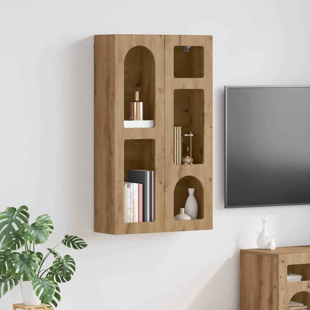 vidaXL Висящ шкаф с рафт ELST Дъб артизан 59 x 20 x 100 см