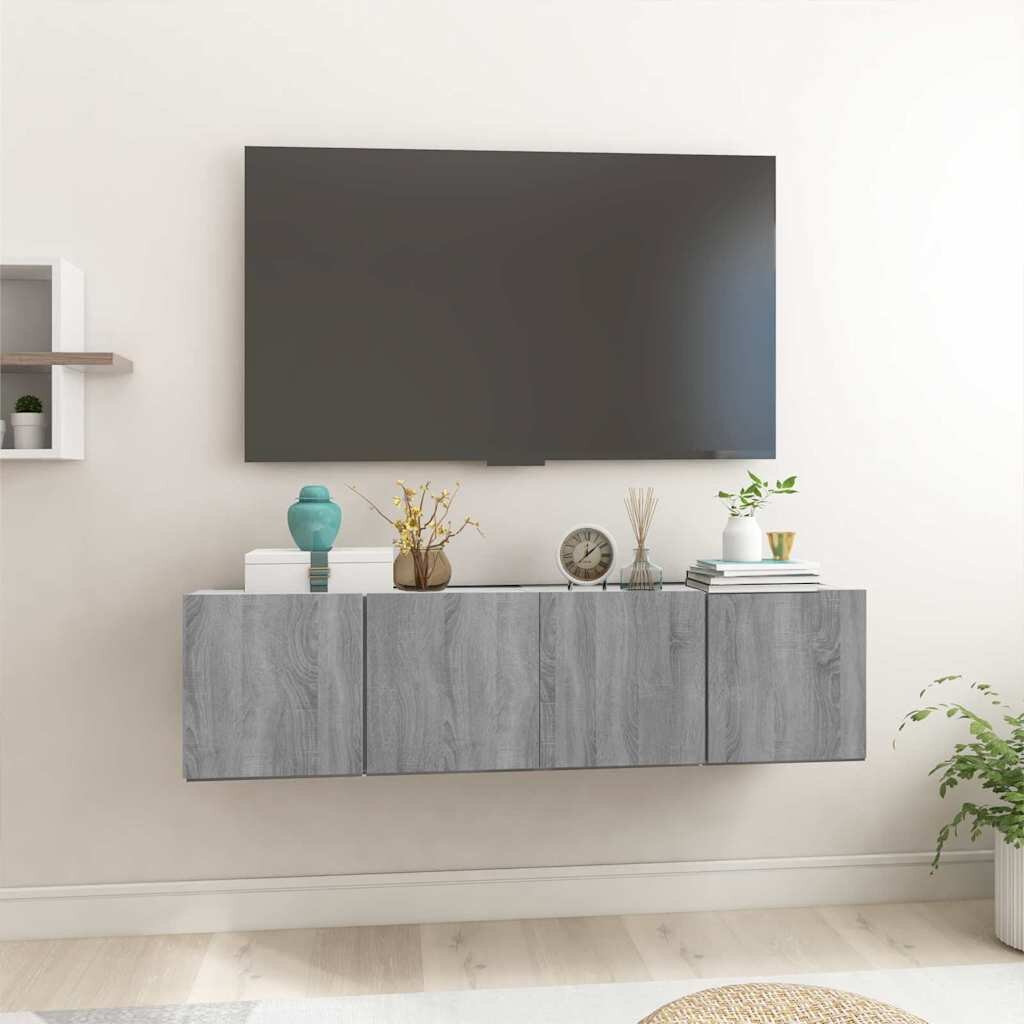 vidaXL Висящ шкаф сив сонома 2 бр 60x30x30 см инженерно дърво