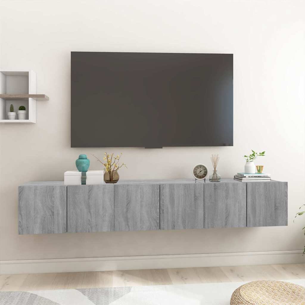 vidaXL Висящ шкаф сив сонома 3 бр 60x30x30 см инженерно дърво