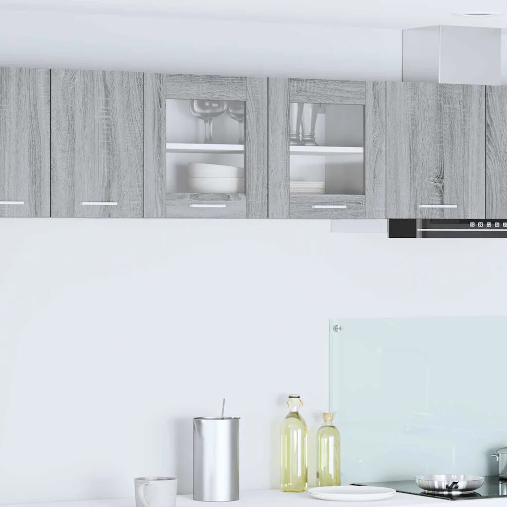 vidaXL Висящ шкаф Сив Сонома и бяло 80 x 31 x 40 см
