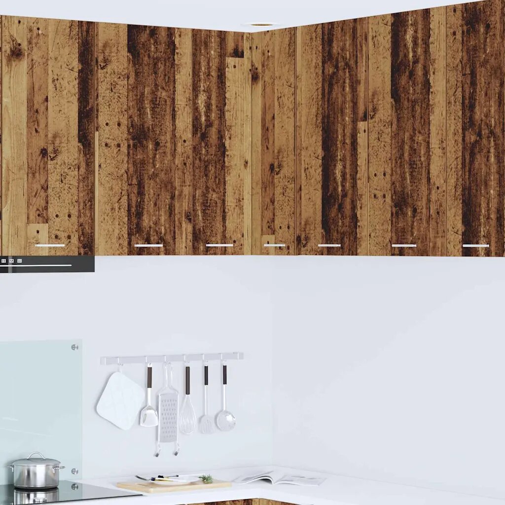 vidaXL Висящ шкаф Стара дървесина и бяло 57 x 57 x 80 см