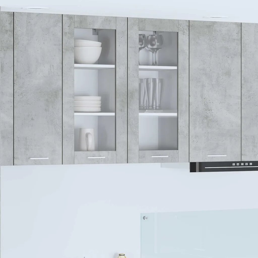 vidaXL Висящ шкаф Циментено сиво 40 x 31 x 80 см Инженерна дървесина