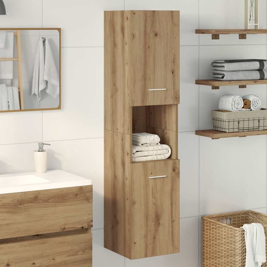 vidaXL Висящ шкаф за баня дъб артизан 30x30x130 см инженерно дърво