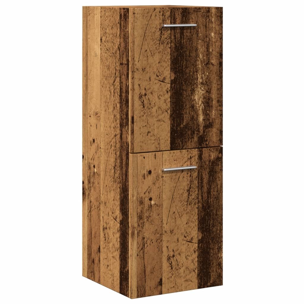 vidaXL Висящ шкаф за баня старо дърво 30x30x80 см инженерно дърво