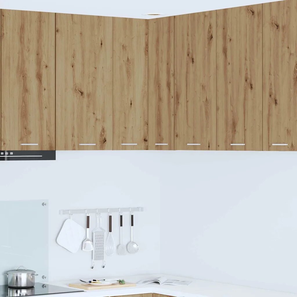 vidaXL Висящ шкаф Занаятчийски дъб и бяло 57 x 57 x 80 см