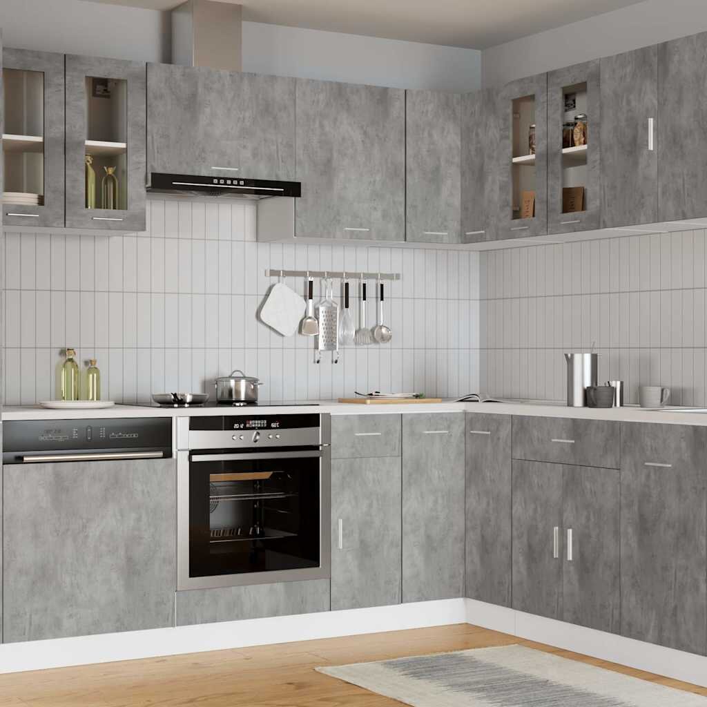vidaXL Висящ стъклен шкаф "Lyon" бетонно сив 60x31x60 см инженерно дърво