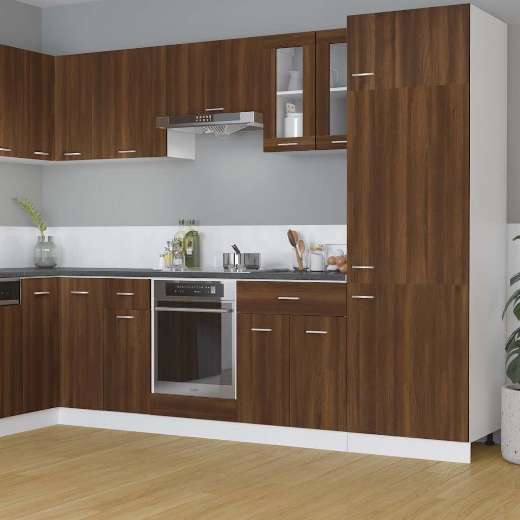 vidaXL Висящ стъклен шкаф "Lyon" кафяв дъб 60x31x60 см инженерно дърво