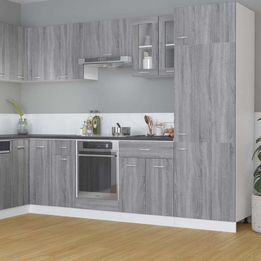 vidaXL Висящ стъклен шкаф "Lyon" сив цвят сонома 60x31x60 см инженерно дърво
