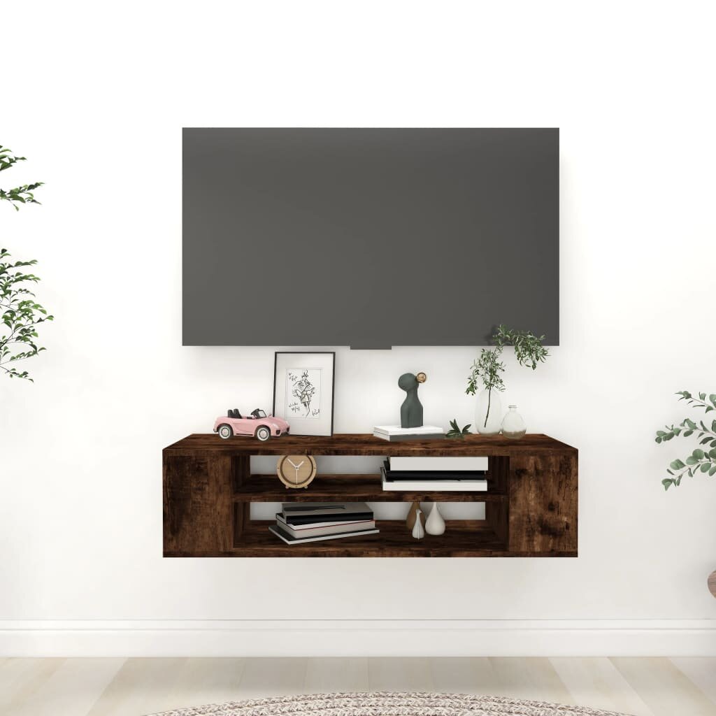 vidaXL Висящ ТВ шкаф опушен дъб 100x30x265 см инженерно дърво