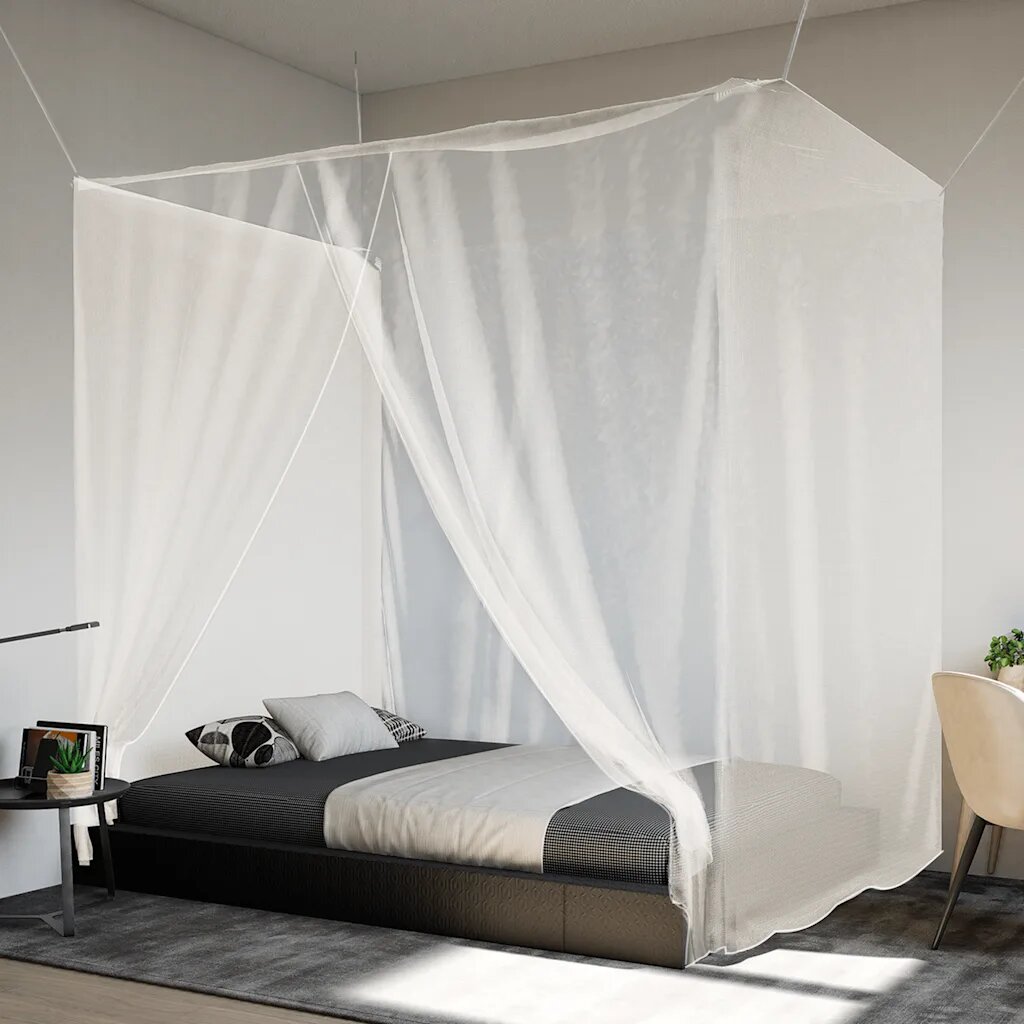 vidaXL Висяща мрежа против комари 156 mesh бял 220x120x150 см