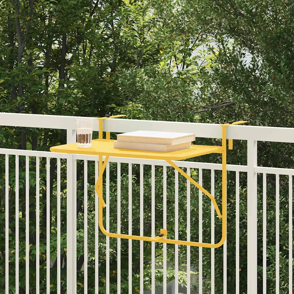 vidaXL Висяща терасна маса Горчица 60 x 39 x 65 см Стомана