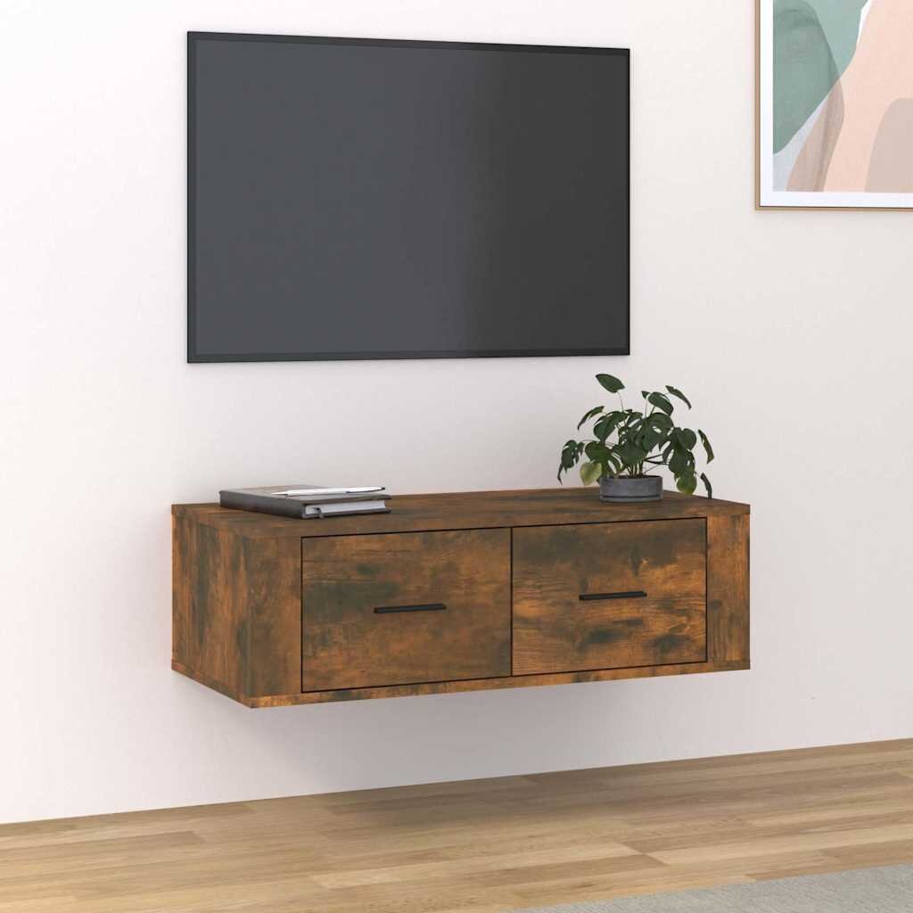 vidaXL ВисящTV шкаф опушен дъб 80x36x25 см инженерно дърво