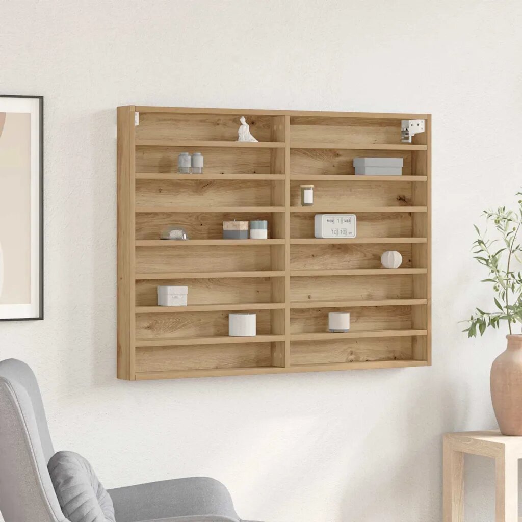vidaXL Витрина Монтиране на стена Дъб 100 x 85 x 75 cm