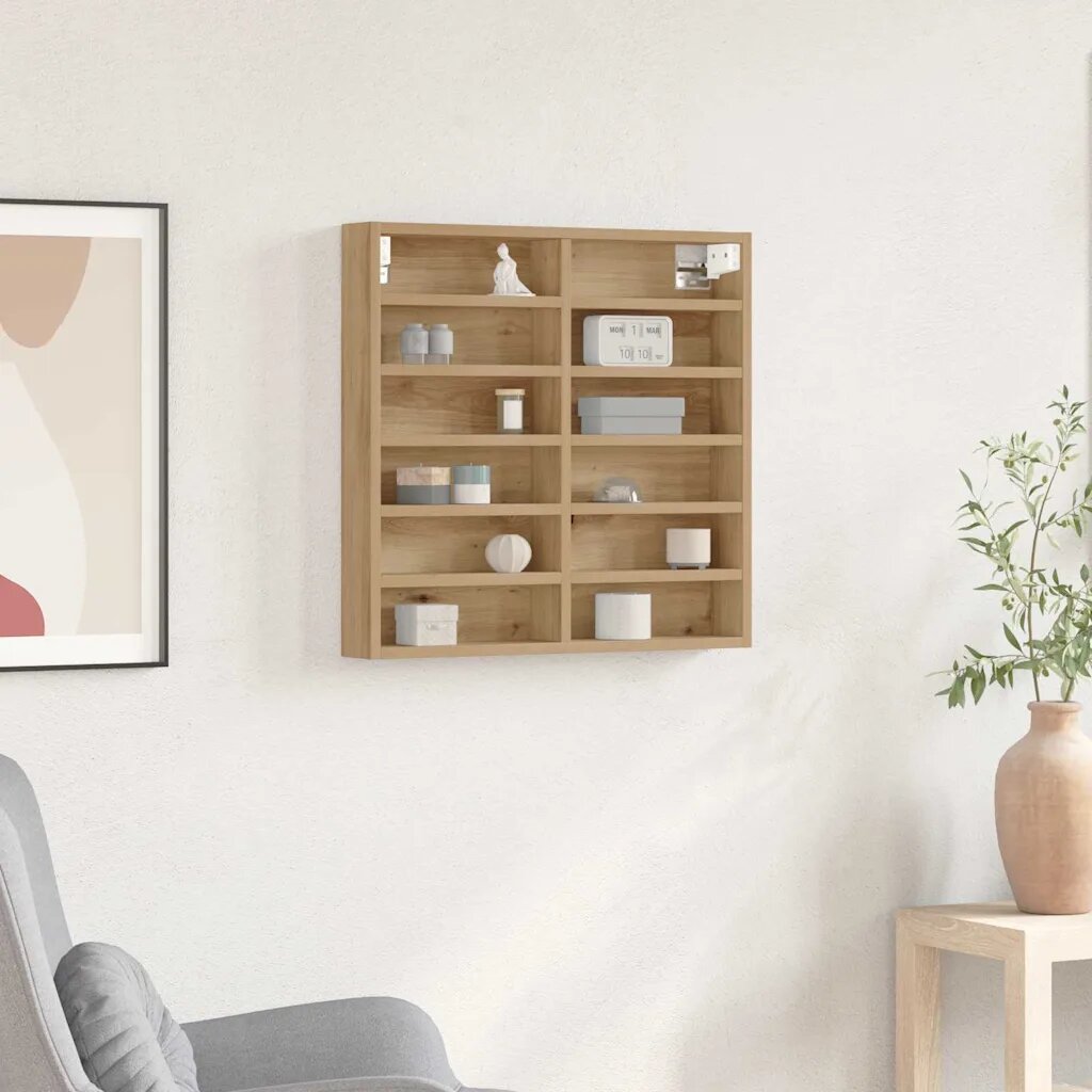 vidaXL Витрина Монтиране на стена Дъб 60 x 85 x 58 см
