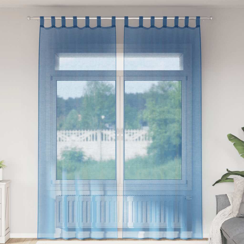 vidaXL Воал завеси с бримки 2 бр. кралско сини 140x260 см