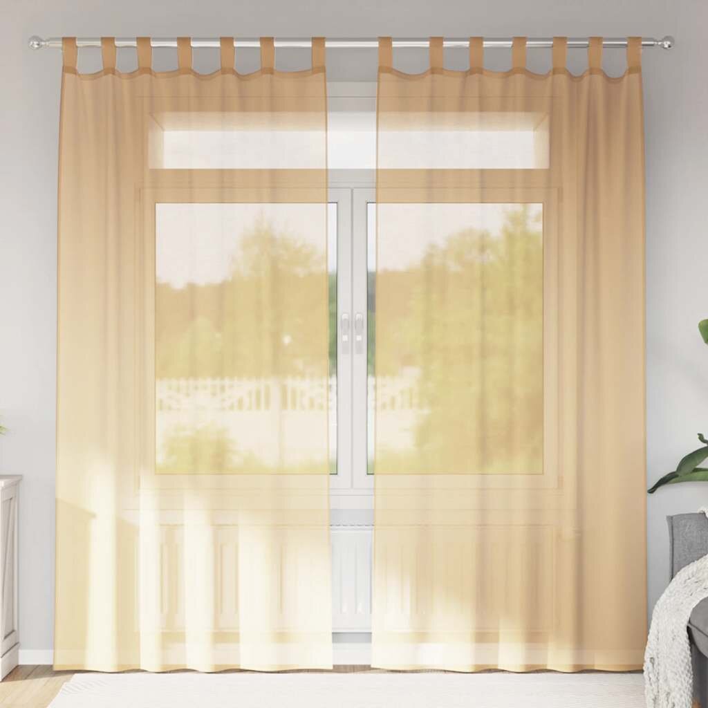 vidaXL Воал завеси с бримки 2 бр. пясъчни 140x245 см
