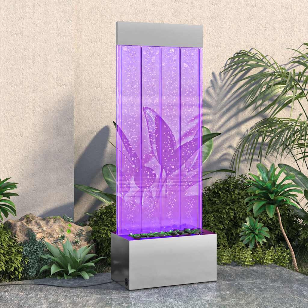 vidaXL Водна колона с мехурчета с RGB LED стомана и акрил 110 см
